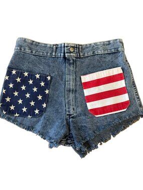 Vintage Seafarer Cut Off Short Daisy Dukes American Flag Jean Shorts Waist 30”